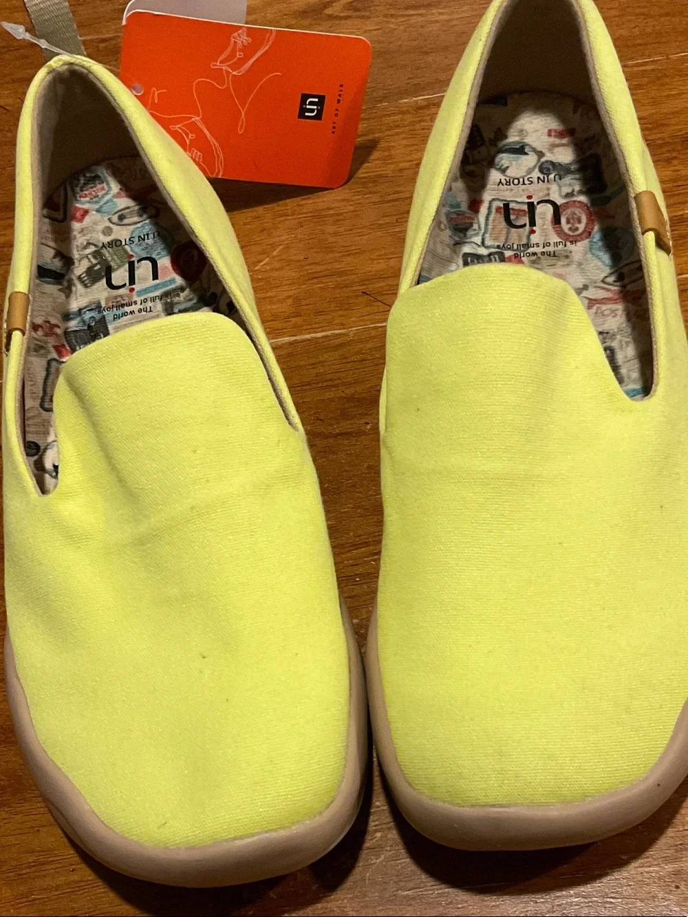 UIN Yellow Slip-On Canvas Espadrilles with Patterned Insole